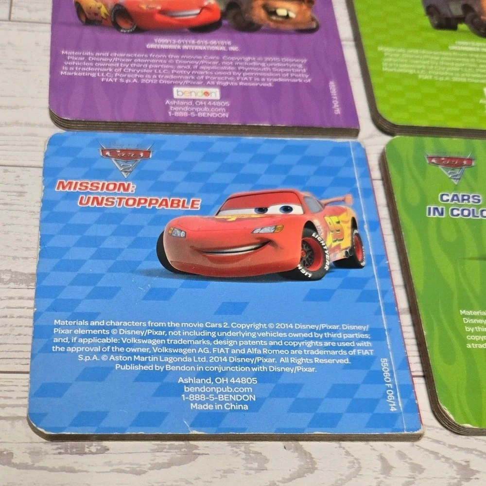 Disney Pixar Cars Board Book Set of 4 Lightning McQueen Mater Bendon Publishing